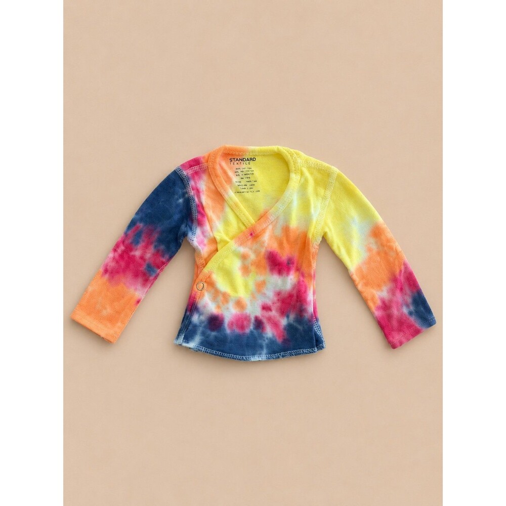 Boutique Tie Dye Kimono Wrap Top | Baby 3 Months Rainbow Long Sleeve Boho Shirt